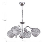 Φωτιστικό οροφής Dagobert Megapap E27 μεταλλικό τετράφωτο χρώμα ασημί 58x58x61εκ. - Image 3