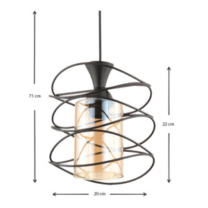 Φωτιστικό οροφής Sherwood Megapap E27 μεταλλικό μονόφωτο χρώμα μαύρο 20x20x71εκ. - Image 3