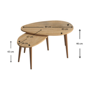 Σετ τραπεζάκια σαλονιού Spline Megapap 2 τμχ. χρώμα oak 80x40x46εκ. - Image 4