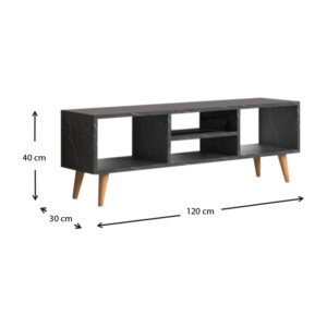 Έπιπλο τηλεόρασης Loren Megapap χρώμα ανθρακί εφέ μαρμάρου 120x30x40εκ. - Image 4