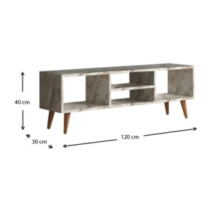 Έπιπλο τηλεόρασης Loren Megapap χρώμα μπεζ εφέ μαρμάρου 120x30x40εκ. - Image 4
