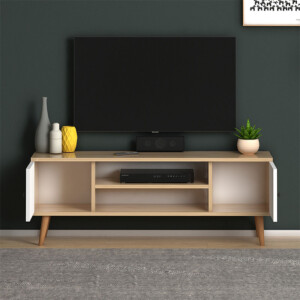 Έπιπλο τηλεόρασης Parma Megapap από μελαμίνη χρώμα white - oak 120x30x40εκ. - Image 2