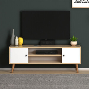 Έπιπλο τηλεόρασης Parma Megapap από μελαμίνη χρώμα white - oak 120x30x40εκ. - Image 3