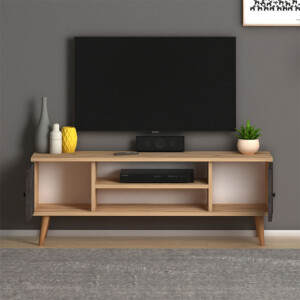 Έπιπλο τηλεόρασης Parma Megapap χρώμα industrial grey - oak 120x30x40εκ. - Image 2