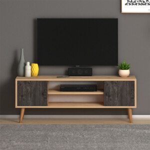 Έπιπλο τηλεόρασης Parma Megapap χρώμα industrial grey - oak 120x30x40εκ. - Image 3