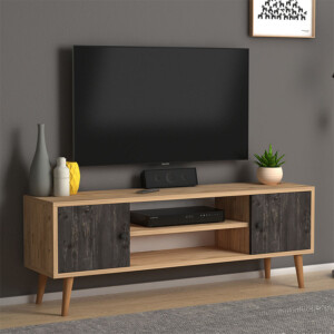 Έπιπλο τηλεόρασης Parma Megapap χρώμα industrial grey - oak 120x30x40εκ. - Image 4