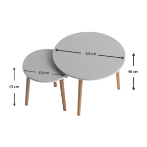 Σετ τραπεζάκια σαλονιού Roma Megapap 2 τμχ. χρώμα λευκό 60x60x46εκ. - Image 3