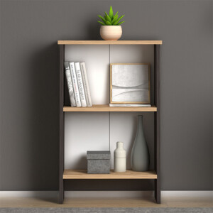 Βιβλιοθήκη Flora Megapap χρώμα industrial grey - oak 52x25x80εκ. - Image 3