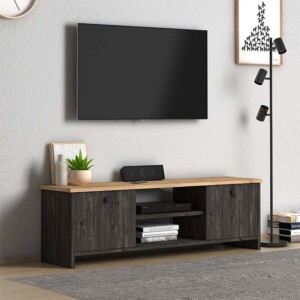 Έπιπλο τηλεόρασης Cube Megapap χρώμα pine - industrial grey 120x30x40εκ. - Image 2