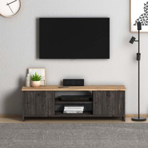 Έπιπλο τηλεόρασης Cube Megapap χρώμα pine - industrial grey 120x30x40εκ. - Image 3