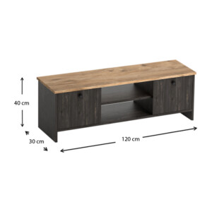 Έπιπλο τηλεόρασης Cube Megapap χρώμα pine - industrial grey 120x30x40εκ. - Image 4