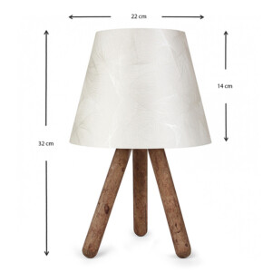 Φωτιστικό επιτραπέζιο Lander Megapap ύφασμα Pvc/ξύλο χρώμα λευκό/καφέ 22x14x32εκ. - Image 3
