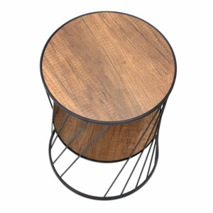 Βοηθητικό τραπεζάκι Jaspin Megapap μεταλλικό - Mdf χρώμα μαύρο - καρυδί 32x32x44εκ. - Image 3