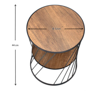 Βοηθητικό τραπεζάκι Jaspin Megapap μεταλλικό - Mdf χρώμα μαύρο - καρυδί 32x32x44εκ. - Image 4