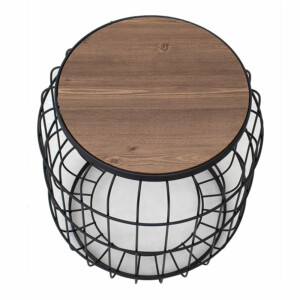 Σκαμπώ - τραπεζάκι βοηθητικό Muller Megapap μεταλλικό - Mdf χρώμα μαύρο - καρυδί 35x35x47εκ. - Image 3