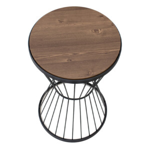 Τραπεζάκι βοηθητικό Hoffman Megapap μεταλλικό - Mdf χρώμα μαύρο - καρυδί 35x35x58εκ. - Image 3