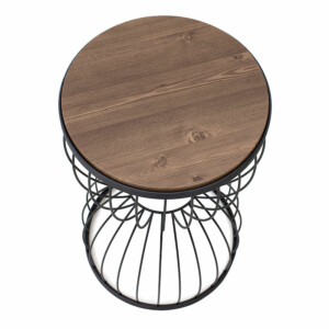 Βοηθητικό τραπεζάκι Pino Megapap μεταλλικό - Mdf χρώμα μαύρο - καρυδί 35x35x58εκ. - Image 3