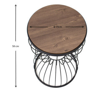 Βοηθητικό τραπεζάκι Pino Megapap μεταλλικό - Mdf χρώμα μαύρο - καρυδί 35x35x58εκ. - Image 4