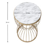 Τραπεζάκι βοηθητικό Pino Megapap μεταλλικό - Mdf χρώμα χρυσό - λευκό εφέ μαρμάρου 35x35x58εκ. - Image 4