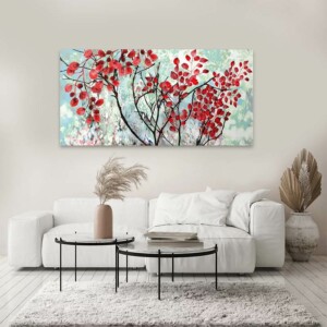 Πίνακας σε καμβά "Red Leaves" Megapap ψηφιακής εκτύπωσης 100x50x3εκ. - Image 2