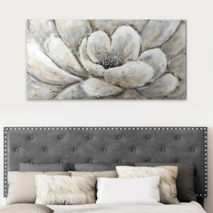 Πίνακας σε καμβά "Silver Flowers" Megapap ψηφιακής εκτύπωσης 140x70x3εκ. - Image 2
