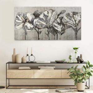 Πίνακας σε καμβά "White Flowers" Megapap ψηφιακής εκτύπωσης 120x60x3εκ. - Image 2
