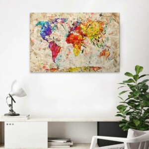 Πίνακας σε καμβά "Colorful World Map" Megapap ψηφιακής εκτύπωσης 75x50x3εκ. - Image 2