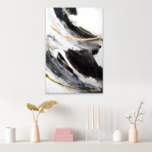 Πίνακας σε καμβά "Golden And Silver Reflections" Megapap ψηφιακής εκτύπωσης 50x75x3εκ. - Image 2