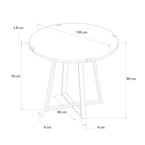 Τραπέζι Rubes Megapap χρώμα γκρι σκυροδέματος 100x100x78εκ. - Image 4