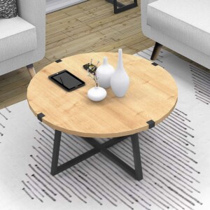 Τραπεζάκι σαλονιού Mauricio Megapap χρώμα φυσικό οξιάς - ανθρακί 78x78x43εκ. - Image 2