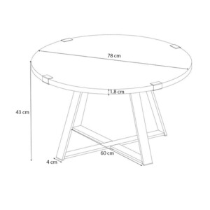 Τραπεζάκι σαλονιού Mauricio Megapap χρώμα φυσικό οξιάς - ανθρακί 78x78x43εκ. - Image 4