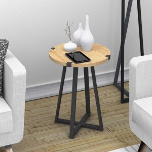 Βοηθητικό τραπεζάκι Pedro Megapap χρώμα φυσικό οξιάς - ανθρακί 44x44x58εκ. - Image 2