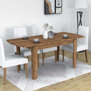 Τραπέζι Marlon Megapap επεκτεινόμενο χρώμα καρυδί 140+40x80x76εκ. - Image 3