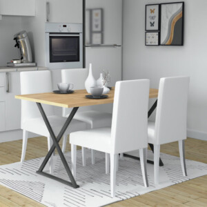 Τραπέζι Bette Megapap χρώμα φυσικό οξιάς - ανθρακί 140x80x76εκ. - Image 2