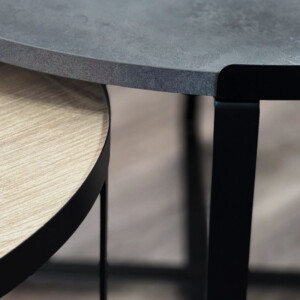 Σετ τραπεζάκια σαλονιού Davis Megapap 2τμχ. χρώμα γκρι σκυροδέματος/φυσικό οξιάς 70x69x46εκ. - Image 3