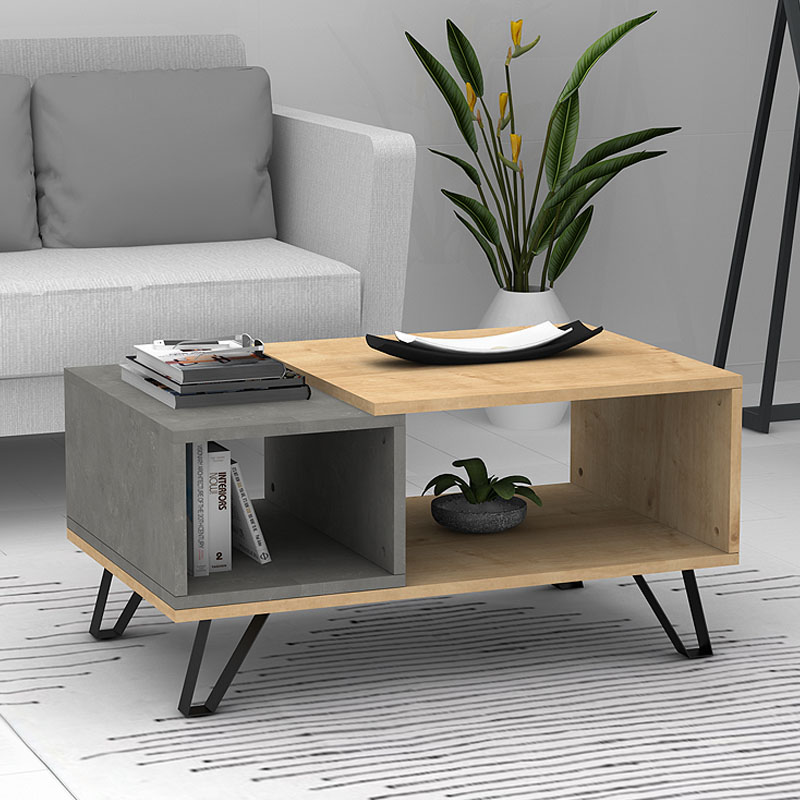 Τραπεζάκι σαλονιού Don Megapap χρώμα φυσικό οξιάς - γκρι σκυροδέματος 90x55x44εκ. Τραπεζάκι σαλονιού Don Megapap χρώμα φυσικό οξιάς - γκρι σκυροδέματος 90x55x44εκ.