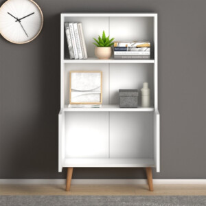 Βιβλιοθήκη μελαμίνης Cube Megapap χρώμα λευκό 60x24x110εκ. - Image 3