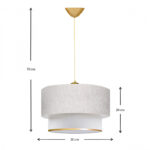 Φωτιστικό οροφής Barnhart Megapap υφασμάτινο μονόφωτο χρώμα λευκό/χρυσό 30x20x70εκ. - Image 3