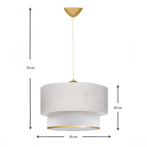 Φωτιστικό οροφής Barnhart Megapap υφασμάτινο μονόφωτο χρώμα λευκό/χρυσό 30x20x70εκ. - Image 3