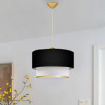 Φωτιστικό οροφής Barnhart Megapap υφασμάτινο μονόφωτο χρώμα μαύρο/χρυσό 30x20x70εκ. - Image 2