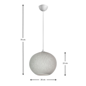 Φωτιστικό οροφής Gibson Megapap από σχοινί μονόφωτο χρώμα λευκό 30x23x70εκ. - Image 3