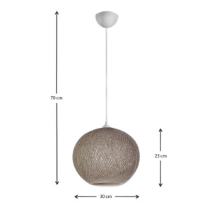 Φωτιστικό οροφής Gibson Megapap από σχοινί μονόφωτο χρώμα μόκα 30x23x70εκ. - Image 3