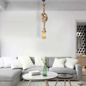 Φωτιστικό οροφής Meline Megapap σχοινί μονόφωτο χρώμα φυσικό 70εκ. - Image 2