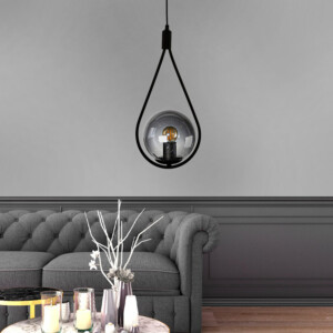 Φωτιστικό οροφής Shemesh Megapap E27 μεταλλικό μονόφωτο χρώμα μαύρο 20x20x85εκ. - Image 2