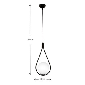 Φωτιστικό οροφής Shemesh Megapap E27 μεταλλικό μονόφωτο χρώμα μαύρο 20x20x85εκ. - Image 3