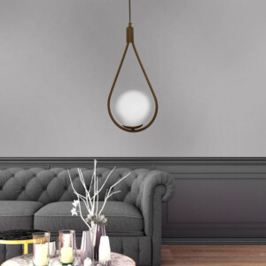 Φωτιστικό οροφής Shemesh Megapap E27  μεταλλικό μονόφωτο χρώμα χρυσό ματ 20x20x85εκ. - Image 2