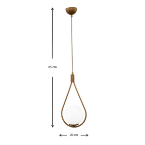 Φωτιστικό οροφής Shemesh Megapap E27  μεταλλικό μονόφωτο χρώμα χρυσό ματ 20x20x85εκ. - Image 3