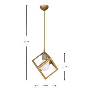 Φωτιστικό οροφής Thora Megapap E27 μεταλλικό μονόφωτο χρώμα χρυσό ματ 22x22x70εκ. - Image 3