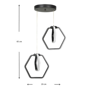 Φωτιστικό οροφής Led Holt Megapap μεταλλικό δίφωτο χρώμα μαύρο 20x20x68εκ. - Image 3