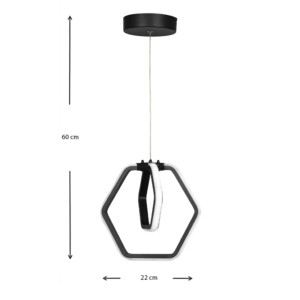 Φωτιστικό οροφής Led Holt Megapap μεταλλικό μονόφωτο χρώμα μαύρο 22x16x63εκ. - Image 3